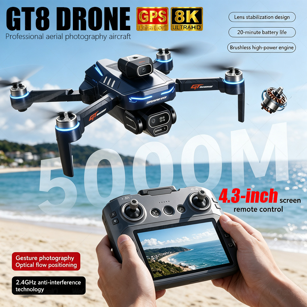 طائرة بدون طيار GT8 HD الجديدة - مراجعة Drone Gt8 Rc وسعره
