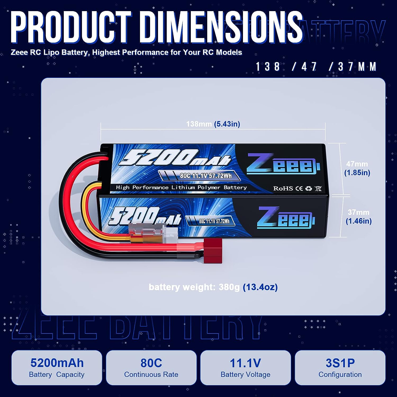 1/2 قطعة Zeee 3S 5200mAh يبو ب - مراجعة Drone Rc Link وسعره
