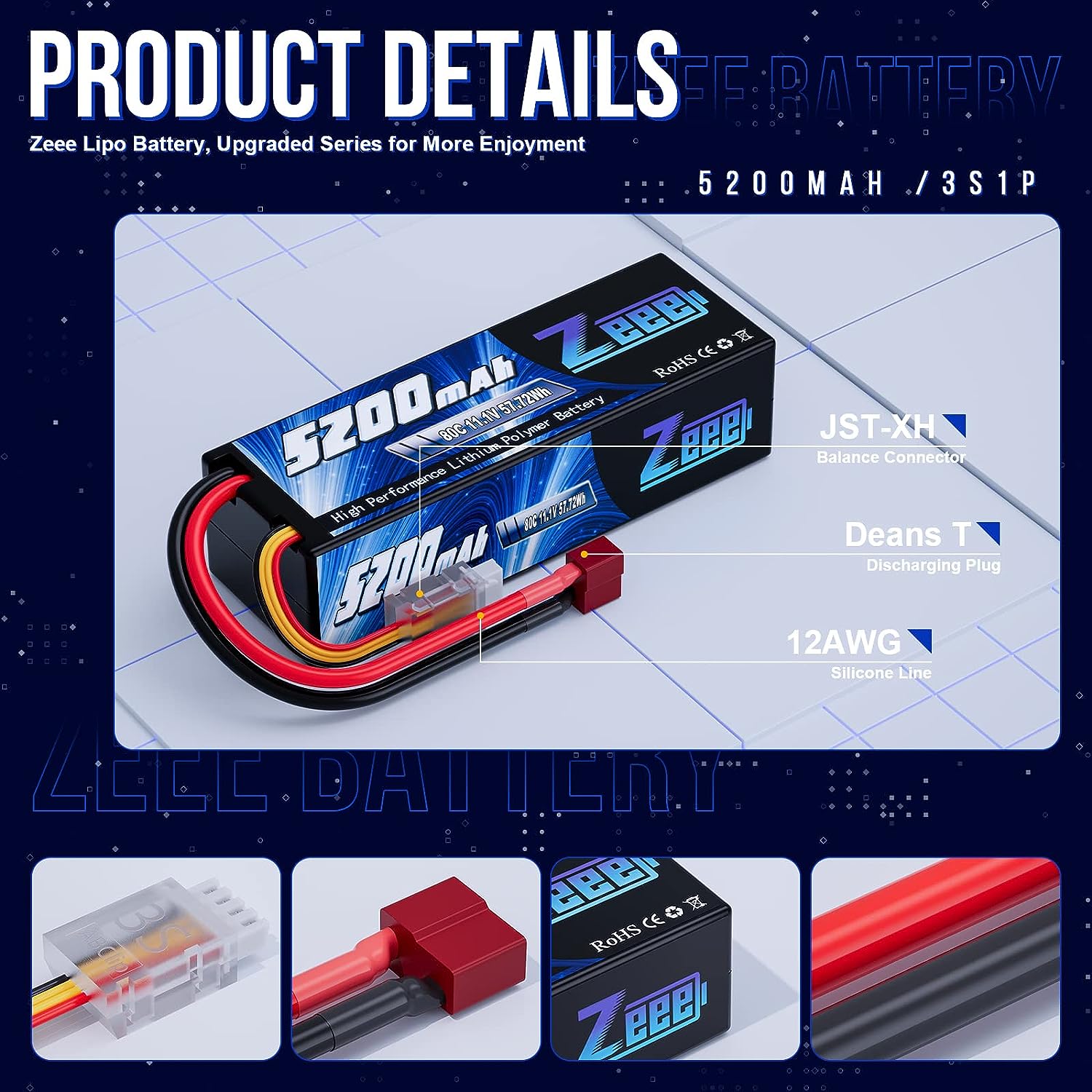 1/2 قطعة Zeee 3S 5200mAh يبو ب - مراجعة Drone Rc Link وسعره